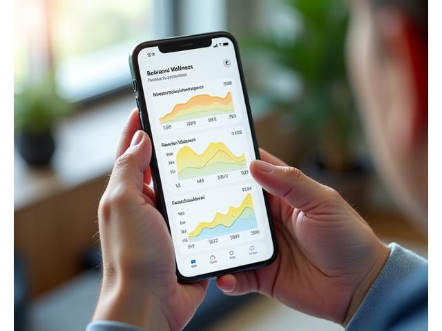 Mobilna aplikacija koja prikazuje grafikone napretka wellness ciljeva